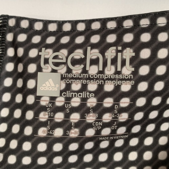 Adidas Black & White Polkadot Compression Athletic Leggings - Picture 6 of 7